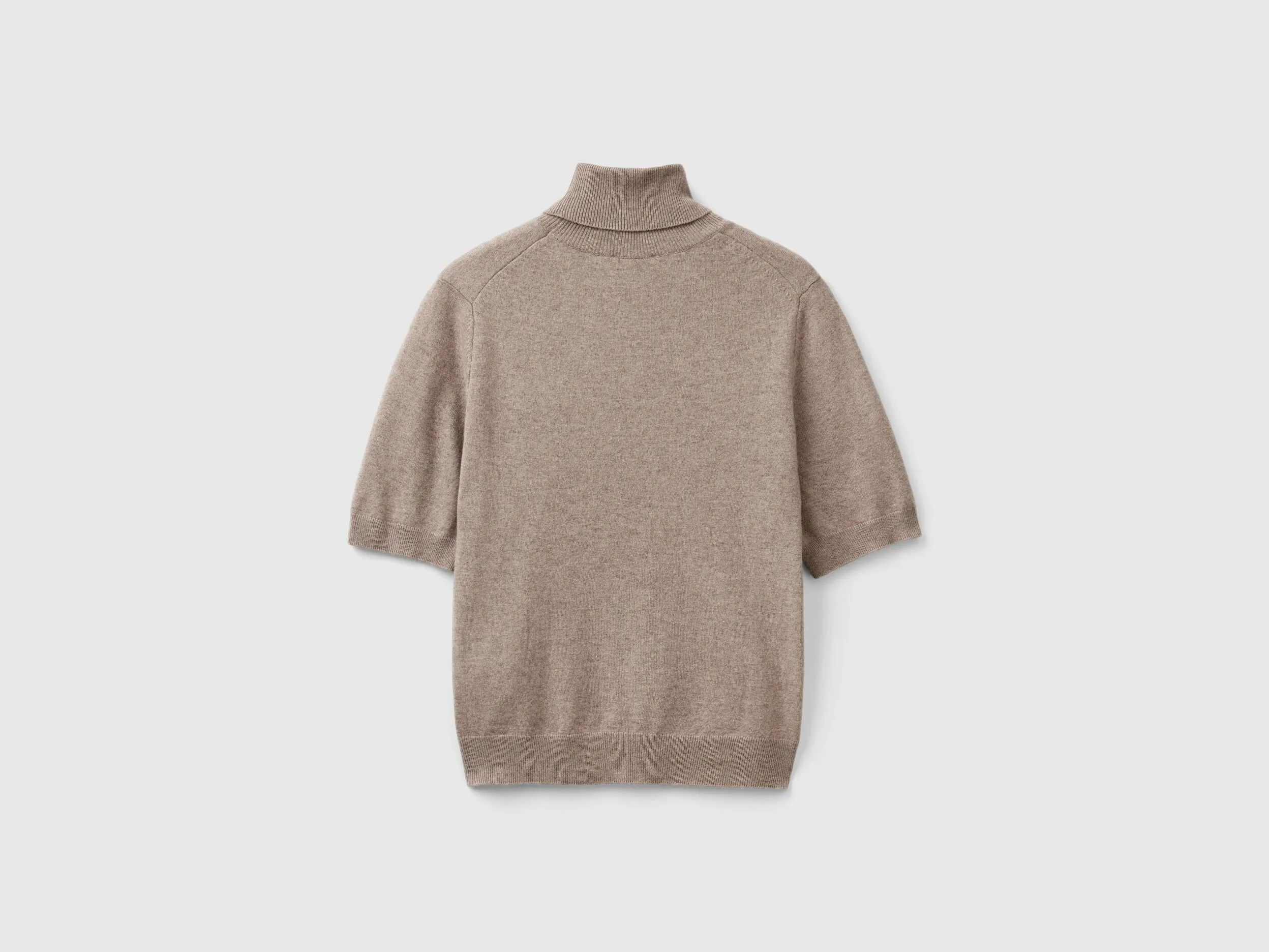 Marl brown short sleeve turtleneck in cashmere blend - Brown | Benetton