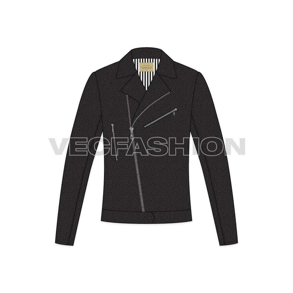 Mens Classic Biker Jacket Vector Template