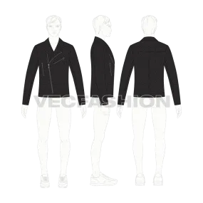 Mens Classic Biker Jacket Vector Template