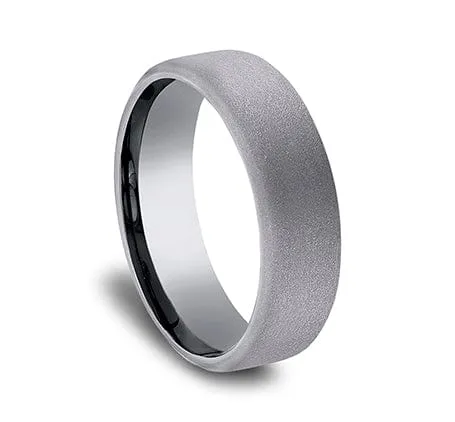 Men's Wedding Band, 6.5MM Sandblasted Grey Tantalum