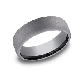 Men's Wedding Band, 6.5MM Sandblasted Grey Tantalum