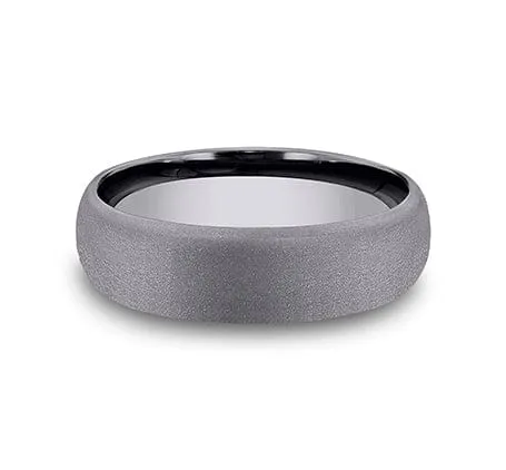 Men's Wedding Band, 6.5MM Sandblasted Grey Tantalum