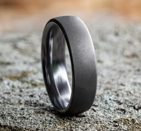 Men's Wedding Band, 6.5MM Sandblasted Grey Tantalum