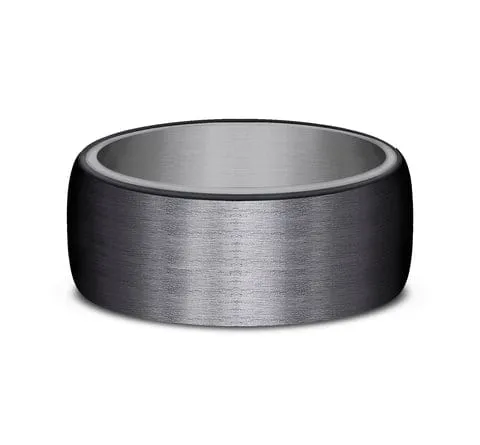 Men's Wedding Band, 8MM Grey Tantalum and Black Titanium Comfort Fit