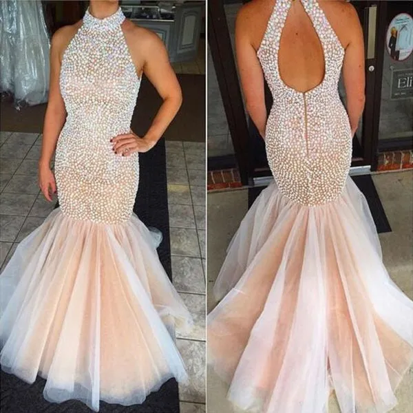 Mermaid Prom Dress Long Prom Dress Open Back Prom Dress Sparkly Prom Dress MA136