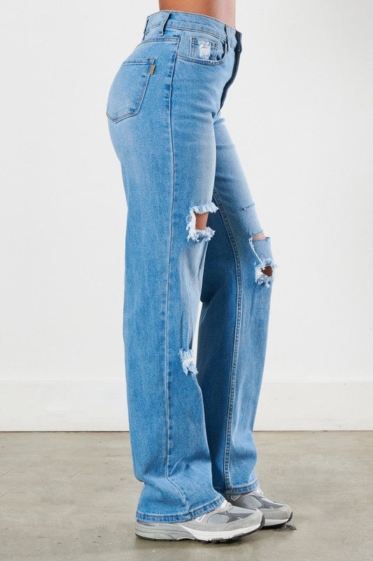 Mika Distressed Wide Leg Jeans [online exclusive]