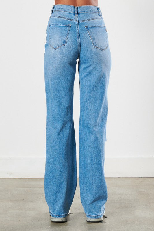 Mika Distressed Wide Leg Jeans [online exclusive]