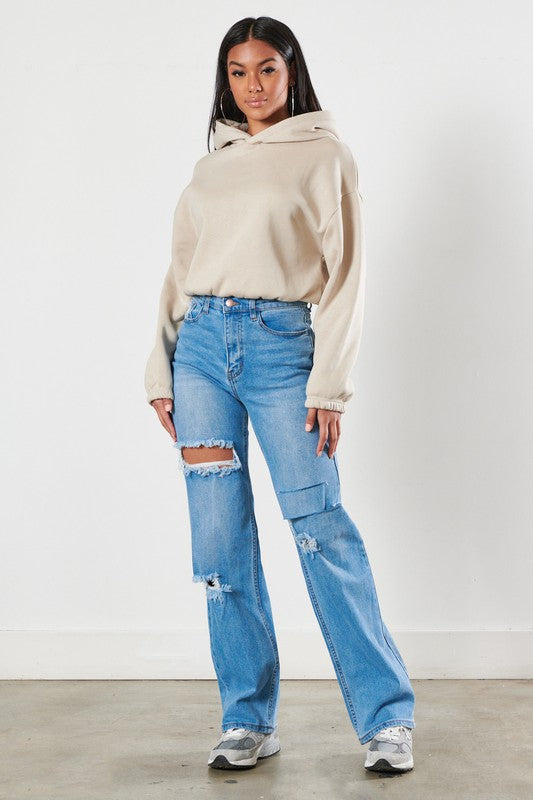 Mika Distressed Wide Leg Jeans [online exclusive]