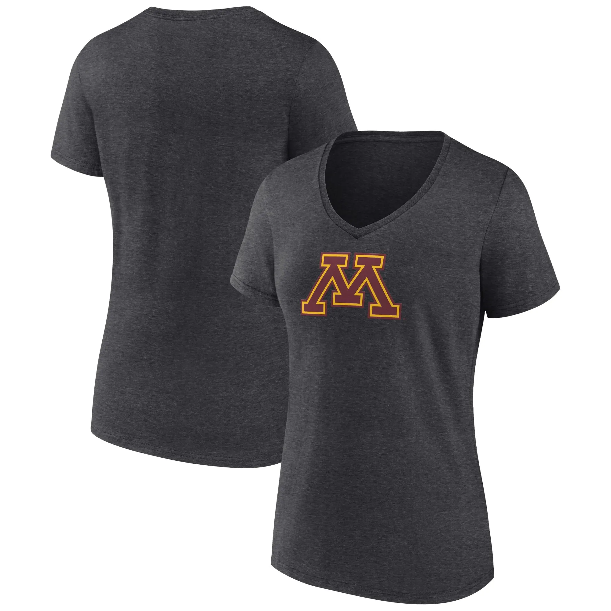 Minnesota Golden Gophers Women's Charcoal Team Logo V-Neck T-Shirt