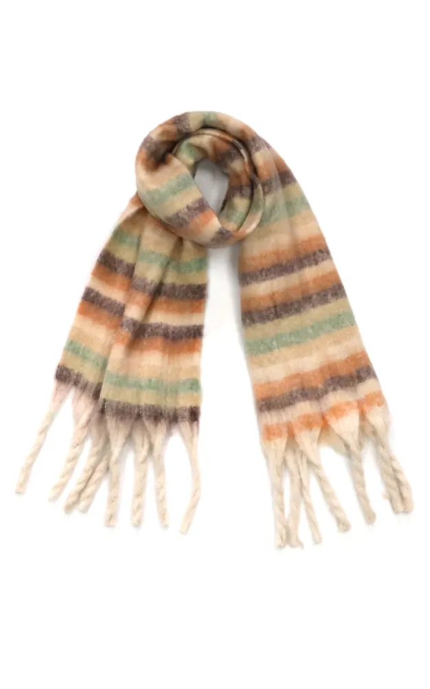 MS0323 MULTI COLOR STRIPE FRINGE OBLONG SCARF