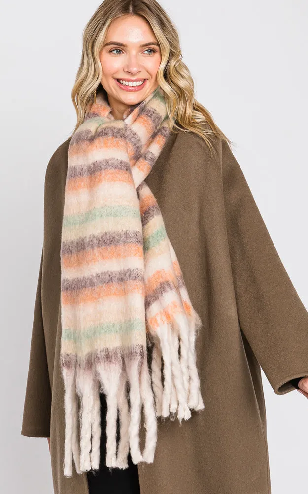 MS0323 MULTI COLOR STRIPE FRINGE OBLONG SCARF