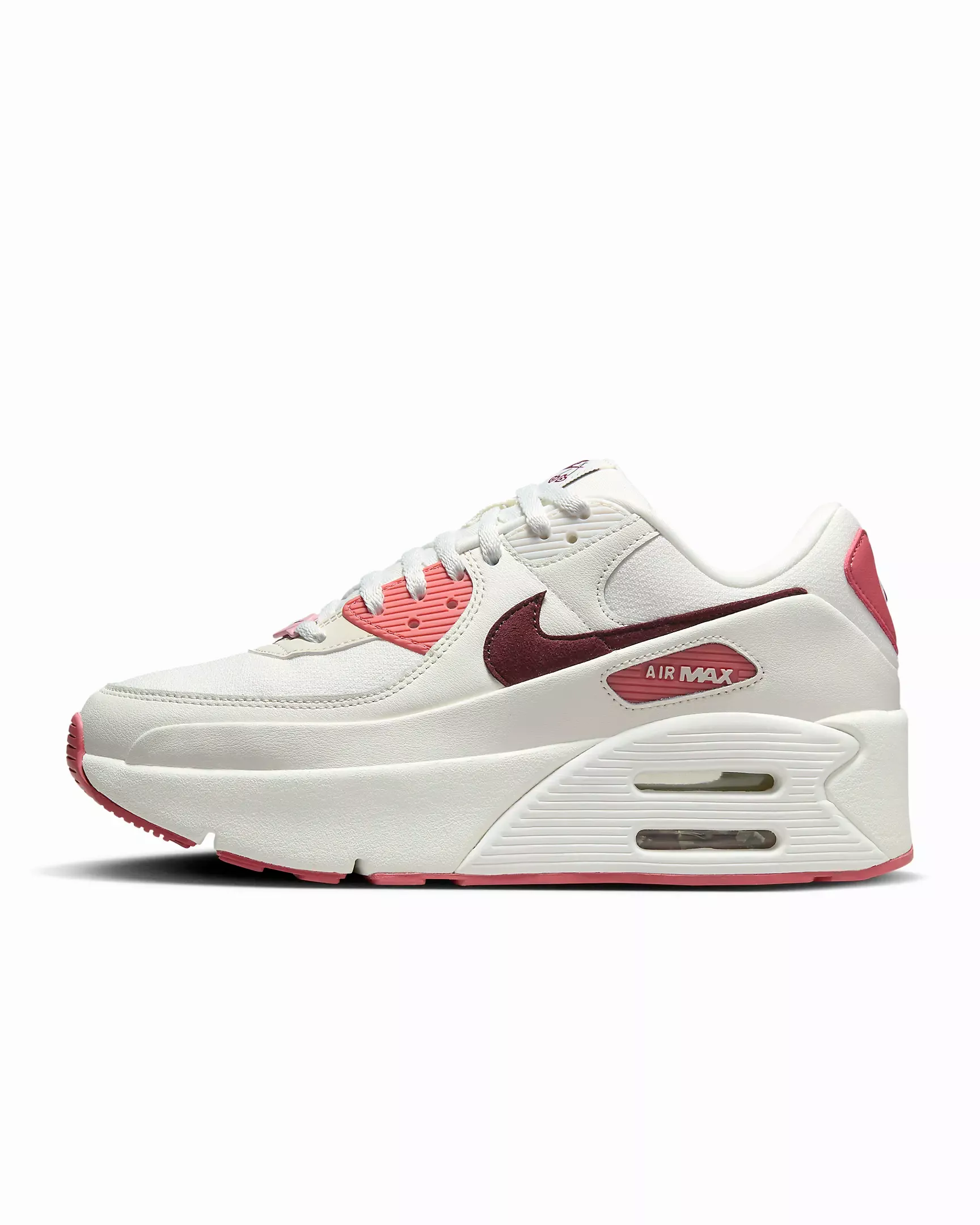 Nike Women's Air Max 90 LV8 SE Shoes - Sail / Adobe / Medium Soft Pink / Dark Team Red