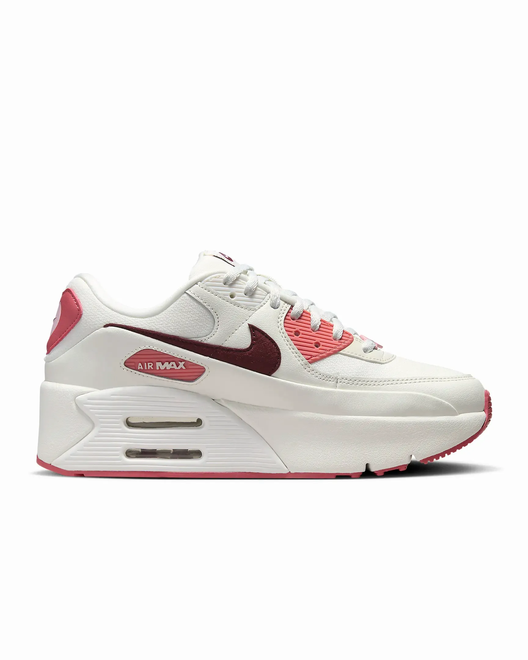 Nike Women's Air Max 90 LV8 SE Shoes - Sail / Adobe / Medium Soft Pink / Dark Team Red