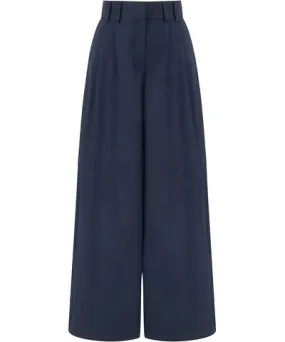 Nocturne Women's Pleated Wide Leg Pants - Navy Blue