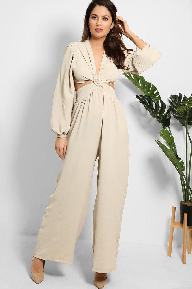 Open Back Cut Out Top Wide Leg Jumpsuit