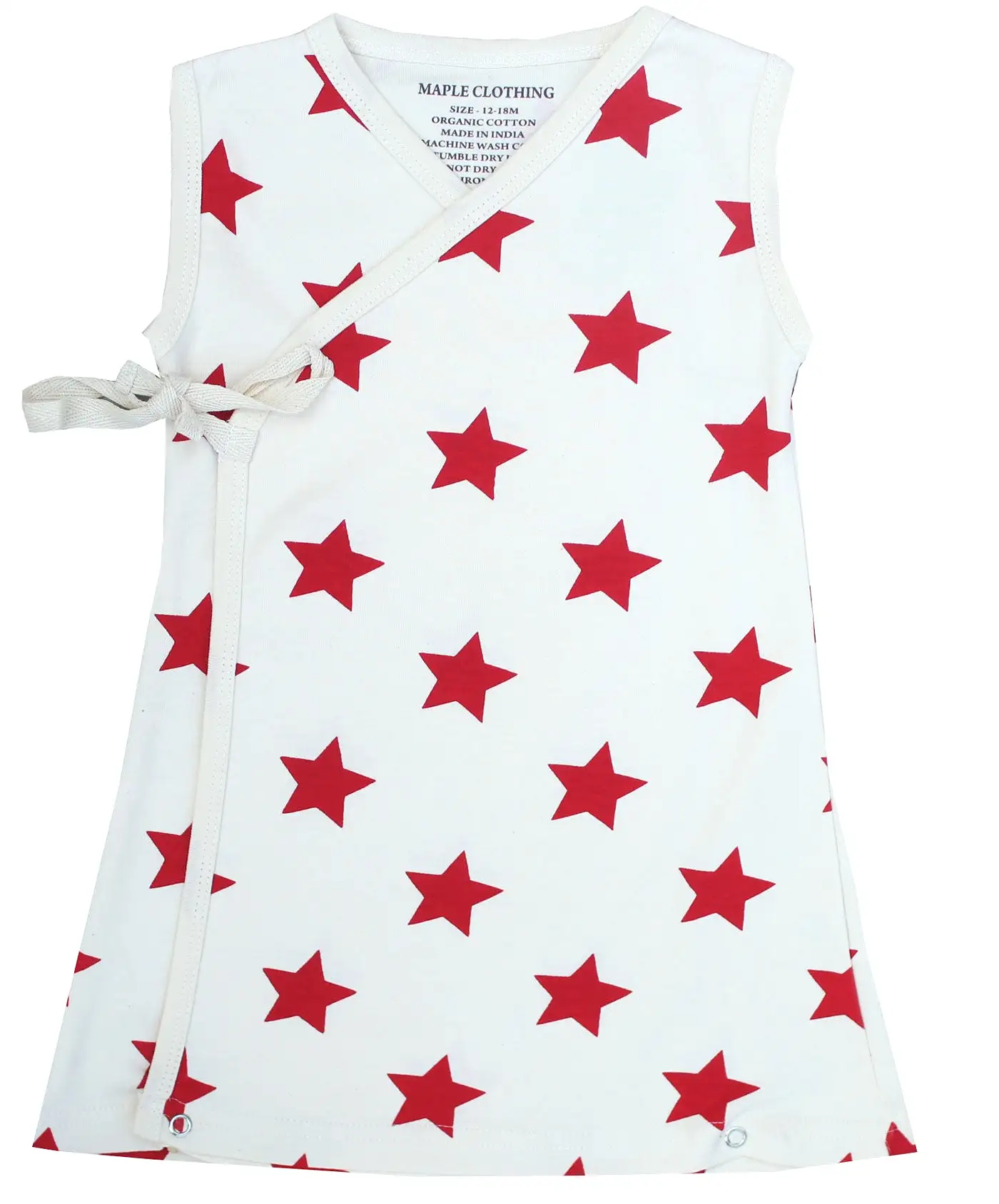 Organic Cotton Baby Girl Kimono Dress GOTS Certified Clothes (Star)