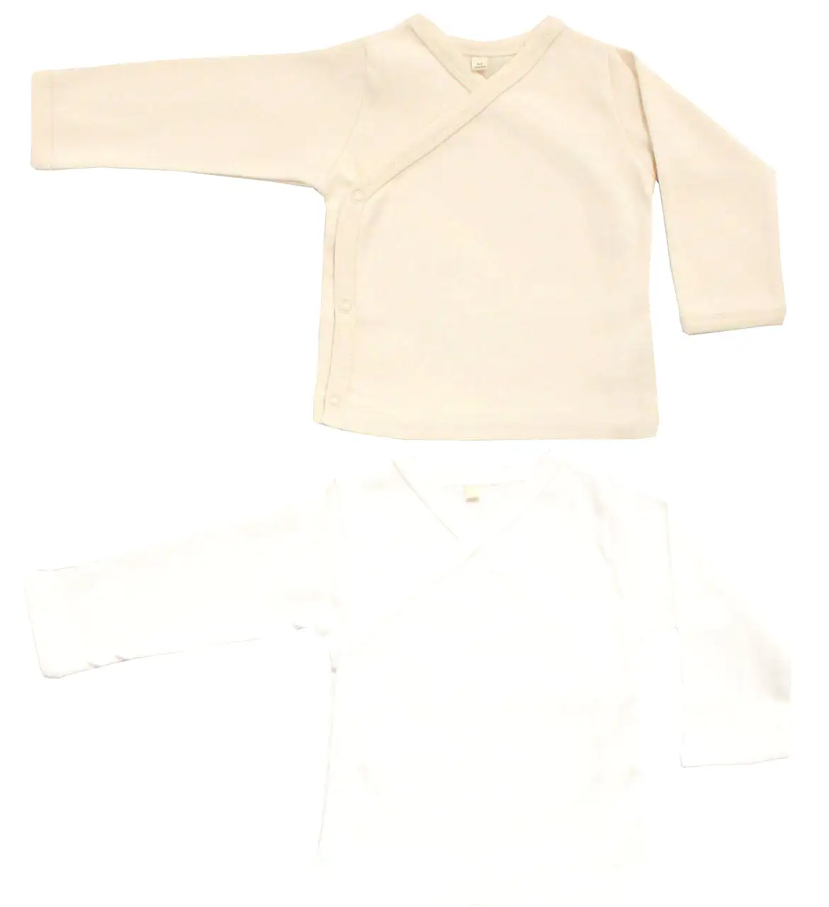 Organic Cotton Baby Kimono GOTS Certified (2 pack, White/Natural)