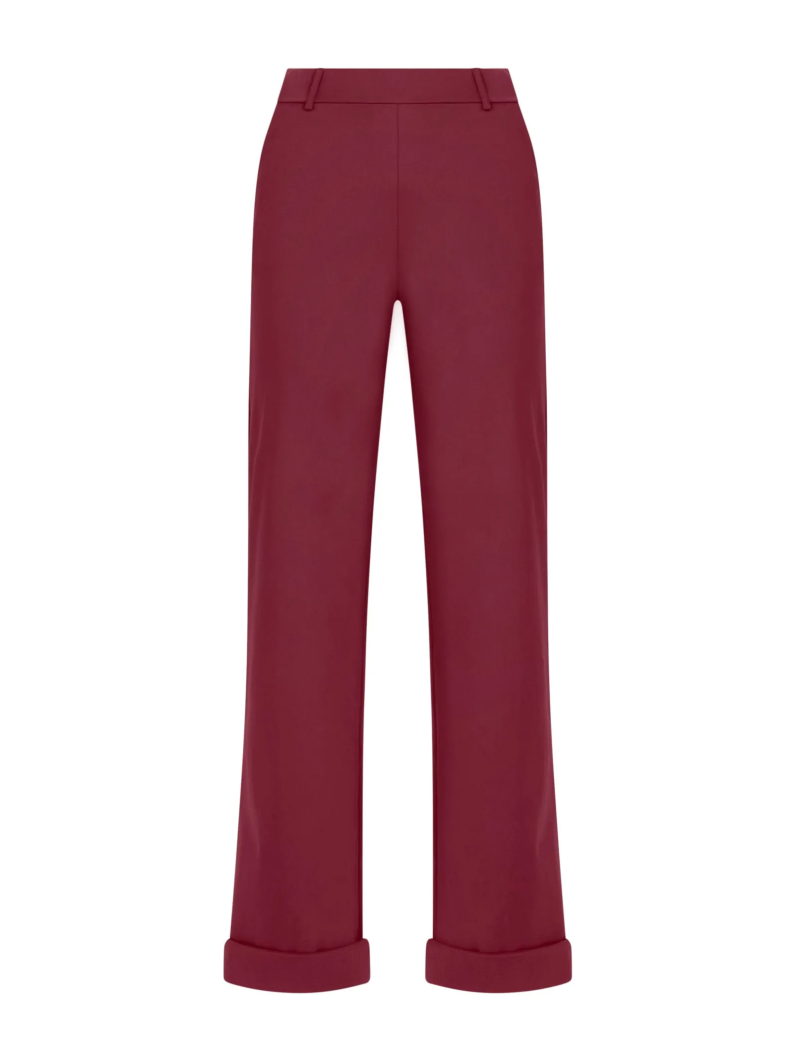 Pantalone dritto con tasche in Satin Power - Tibetan Red