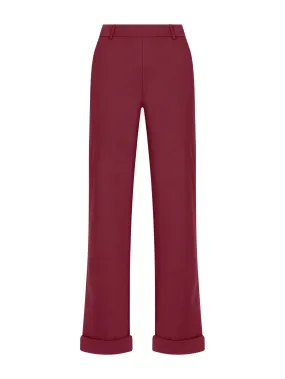 Pantalone dritto con tasche in Satin Power - Tibetan Red