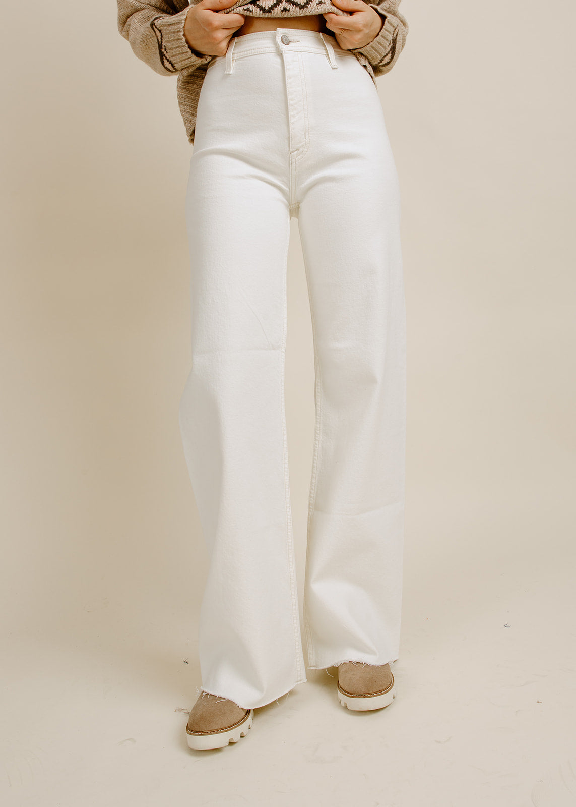 Penny High Rise Wide Leg Crop - Sand