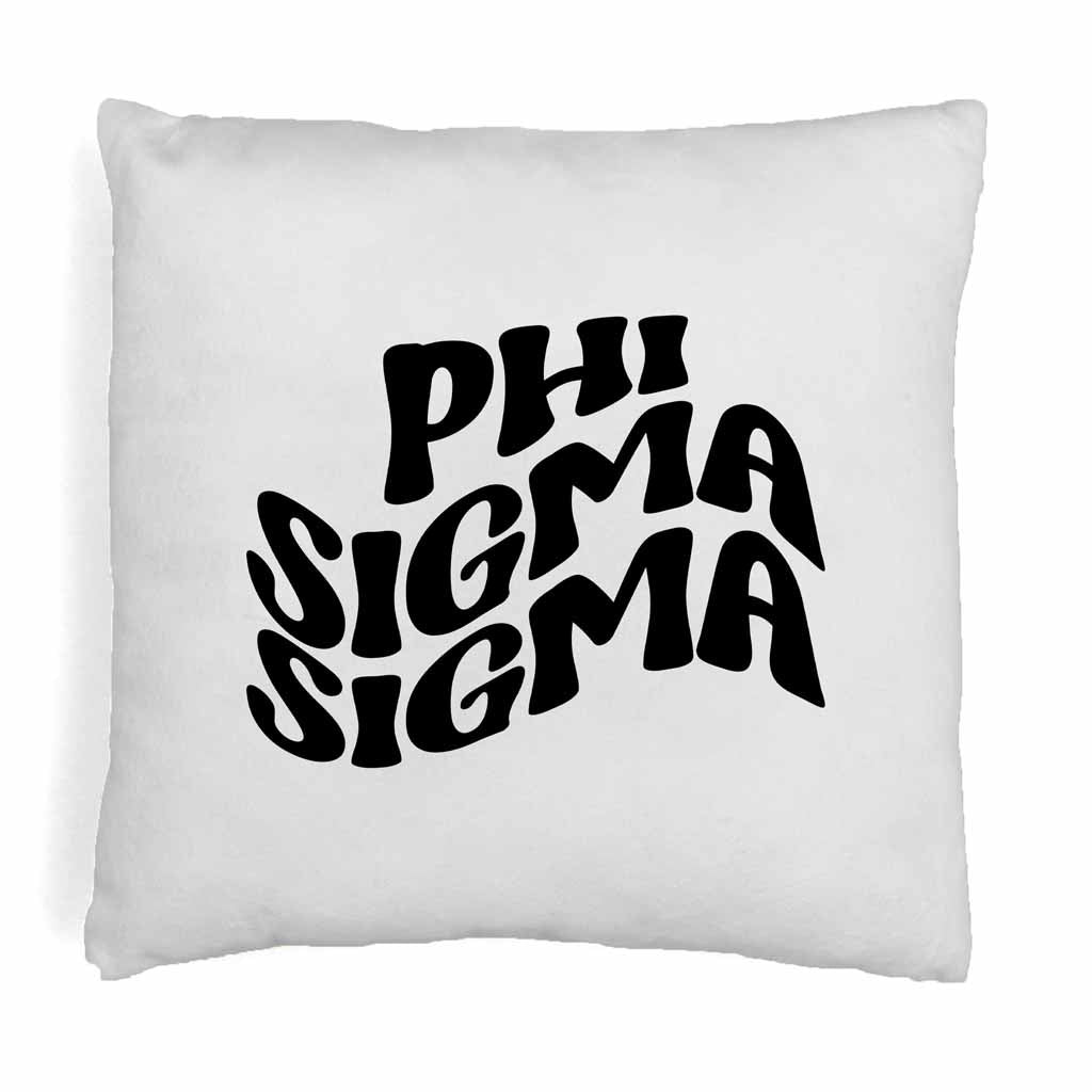 Phi Sigma Sigma Greek Mod Design on a Sorority Throw Pillow Cover for Dorm Room or Apartment Decor