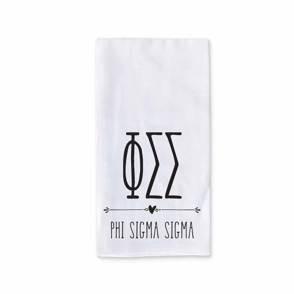 Phi Sigma Sigma Sorority Kitchen Towel with Boho Design