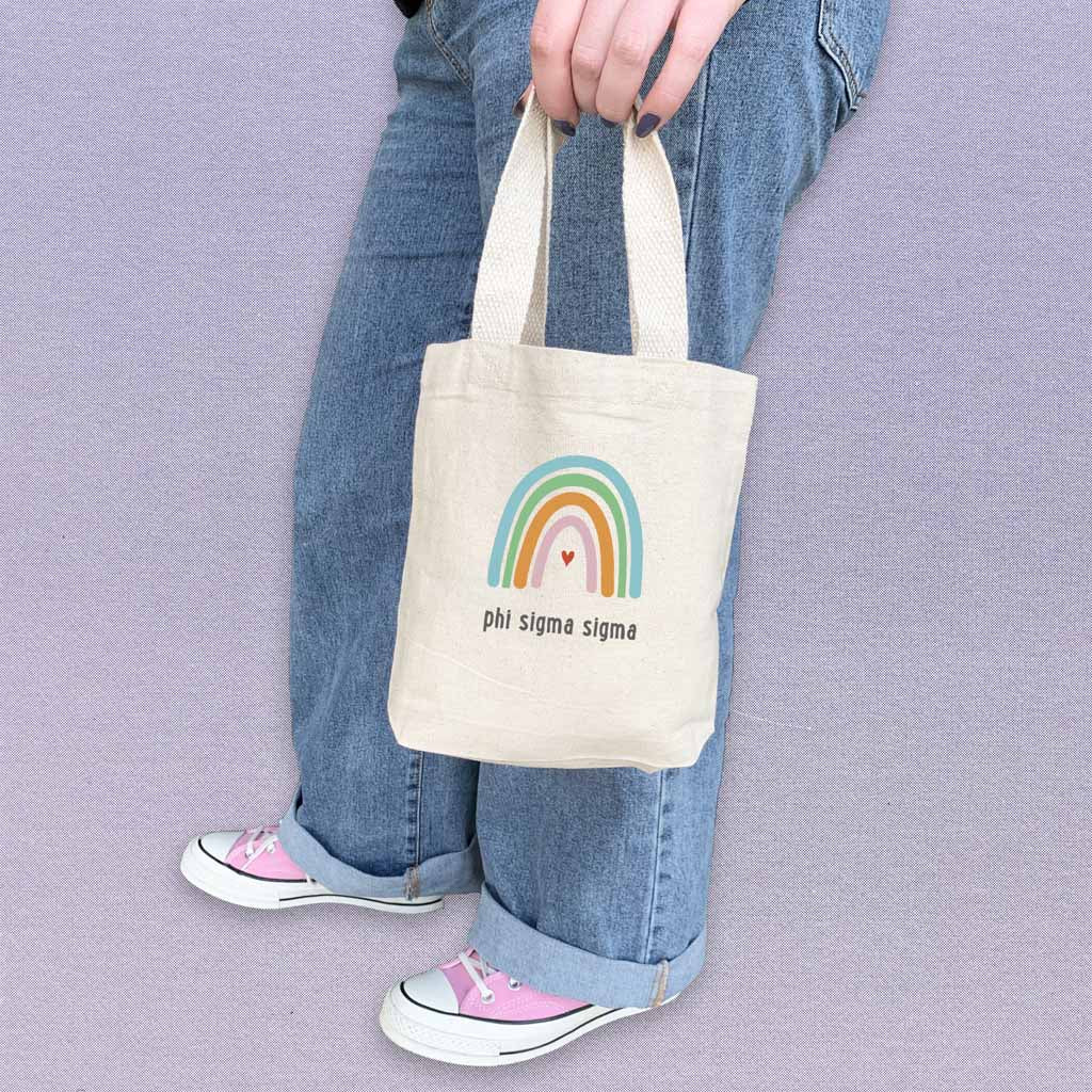 Phi Sigma Sigma Sorority Rainbow Mini Tote Gift Bag