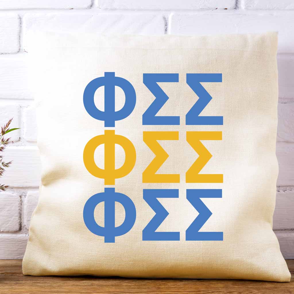 Phi Sigma Sigma Throw Pillow Cover with Greek Letters