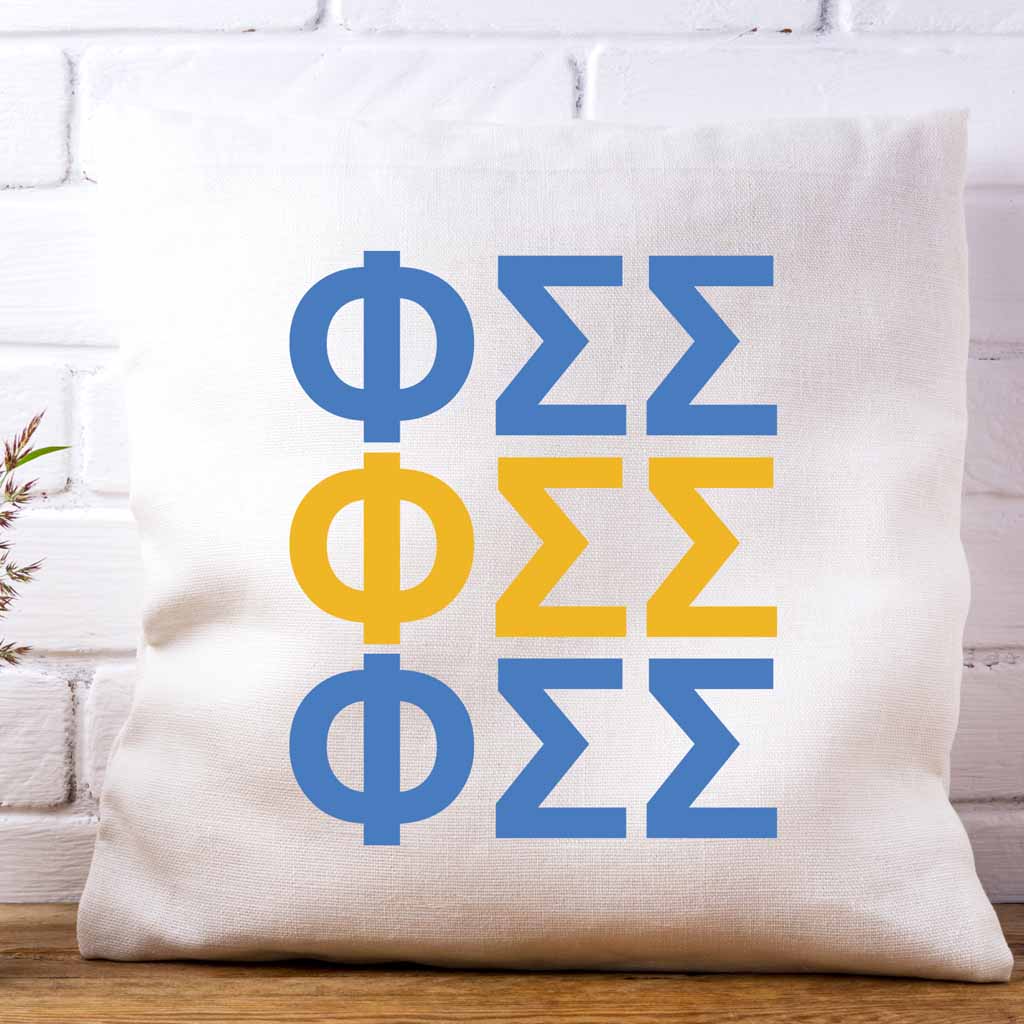 Phi Sigma Sigma Throw Pillow Cover with Greek Letters