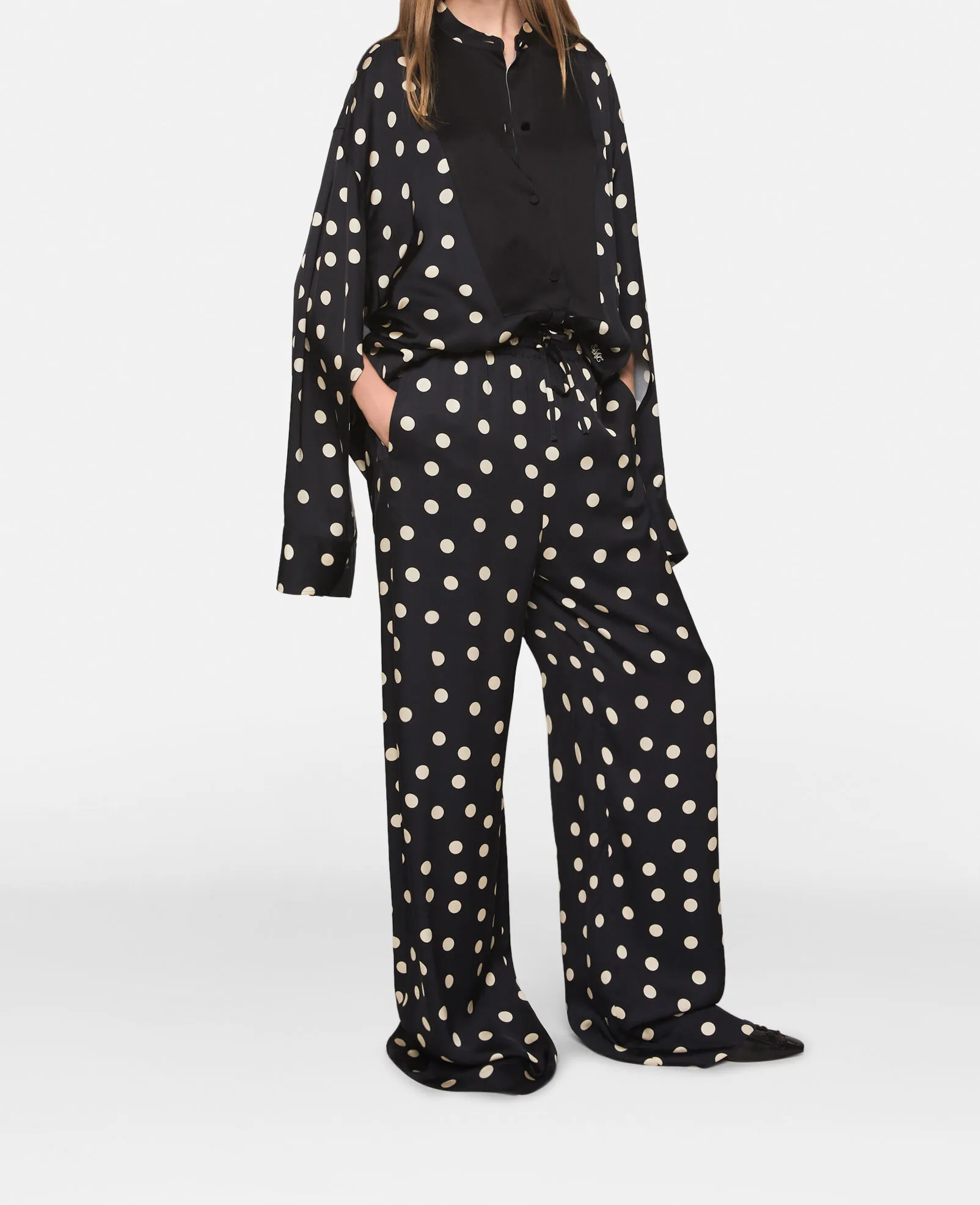 Polka Dot Wide-Leg Trousers