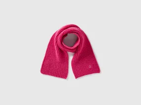 Scarf with rhinestone logo - Fuchsia | Benetton