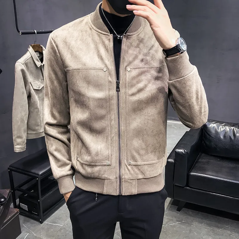 Short Casual Suede Jacket Men's