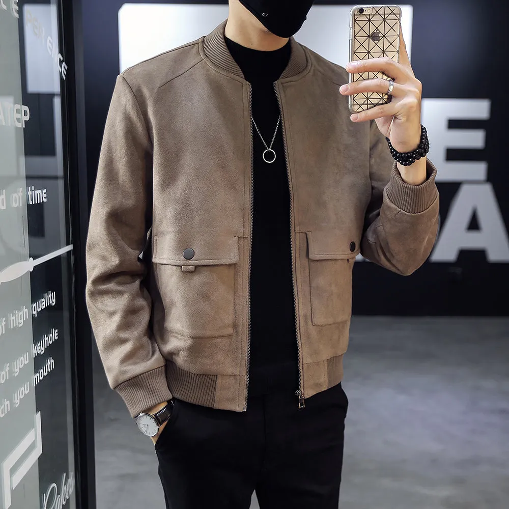 Short Casual Suede Jacket Men's