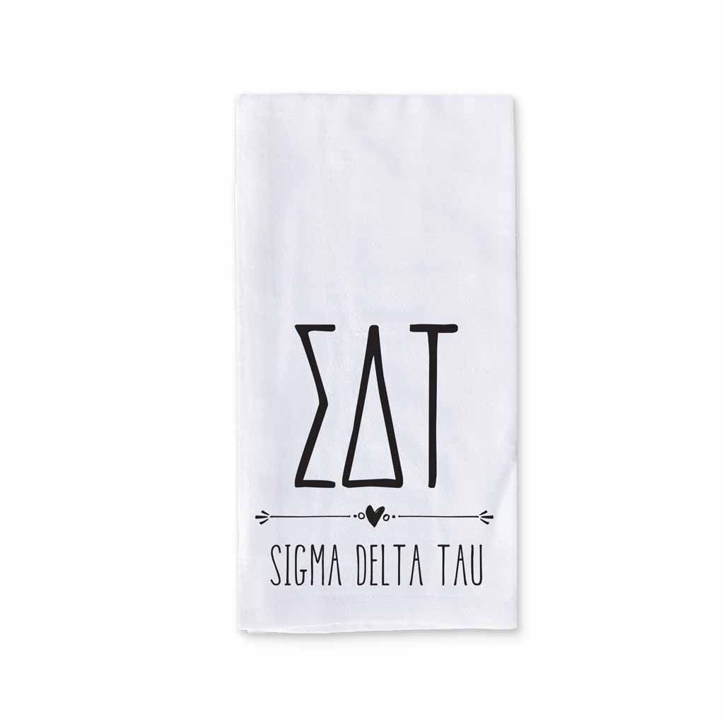 Sigma Delta Tau Sorority Kitchen Towel with Boho Design