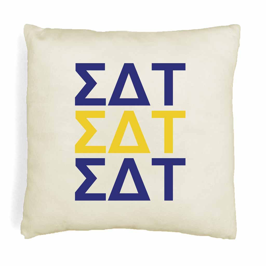 Sigma Delta Tau Throw Pillow Cover with Greek Letters