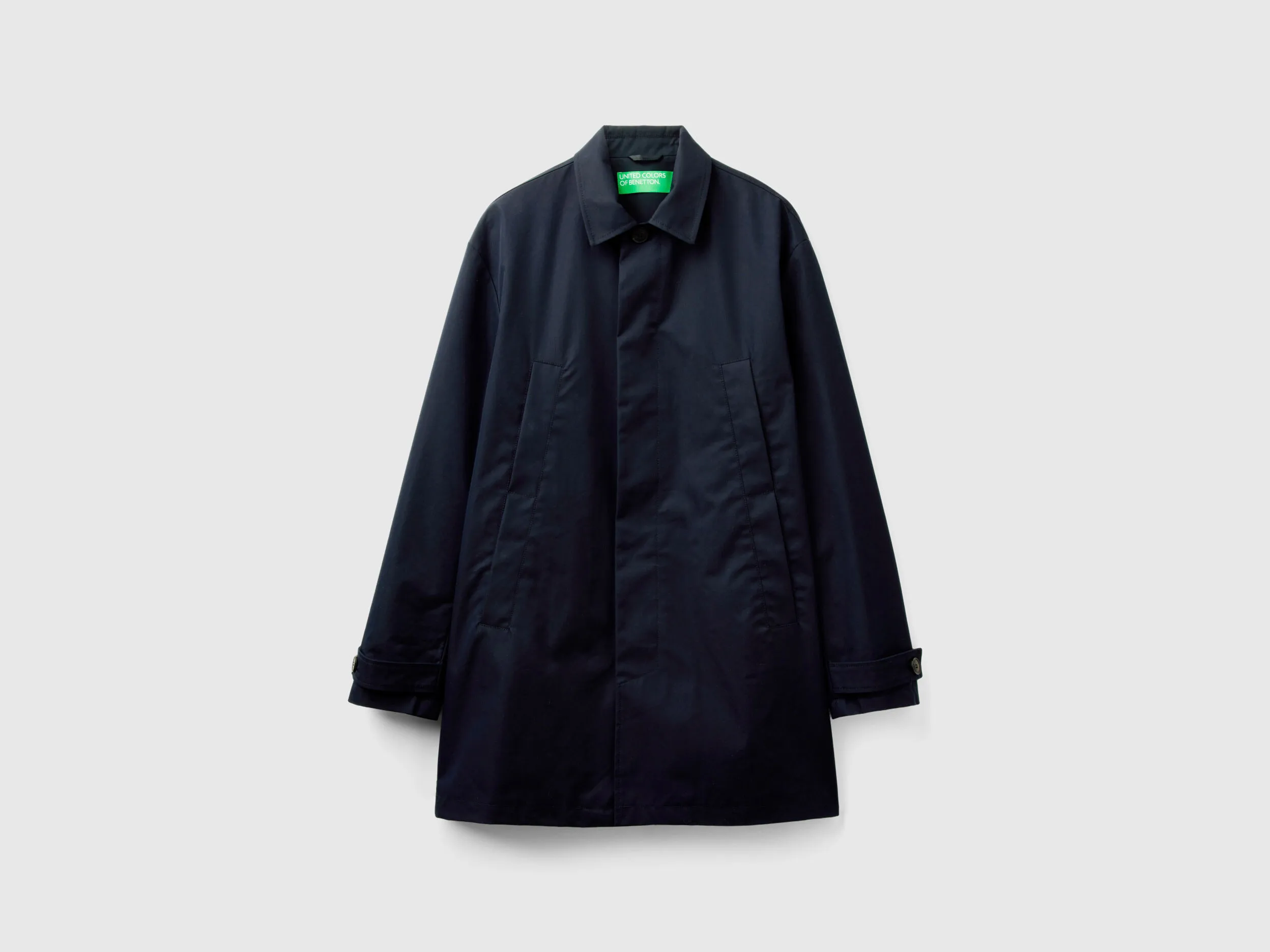 Single-breasted lined coat - Dark Blue | Benetton