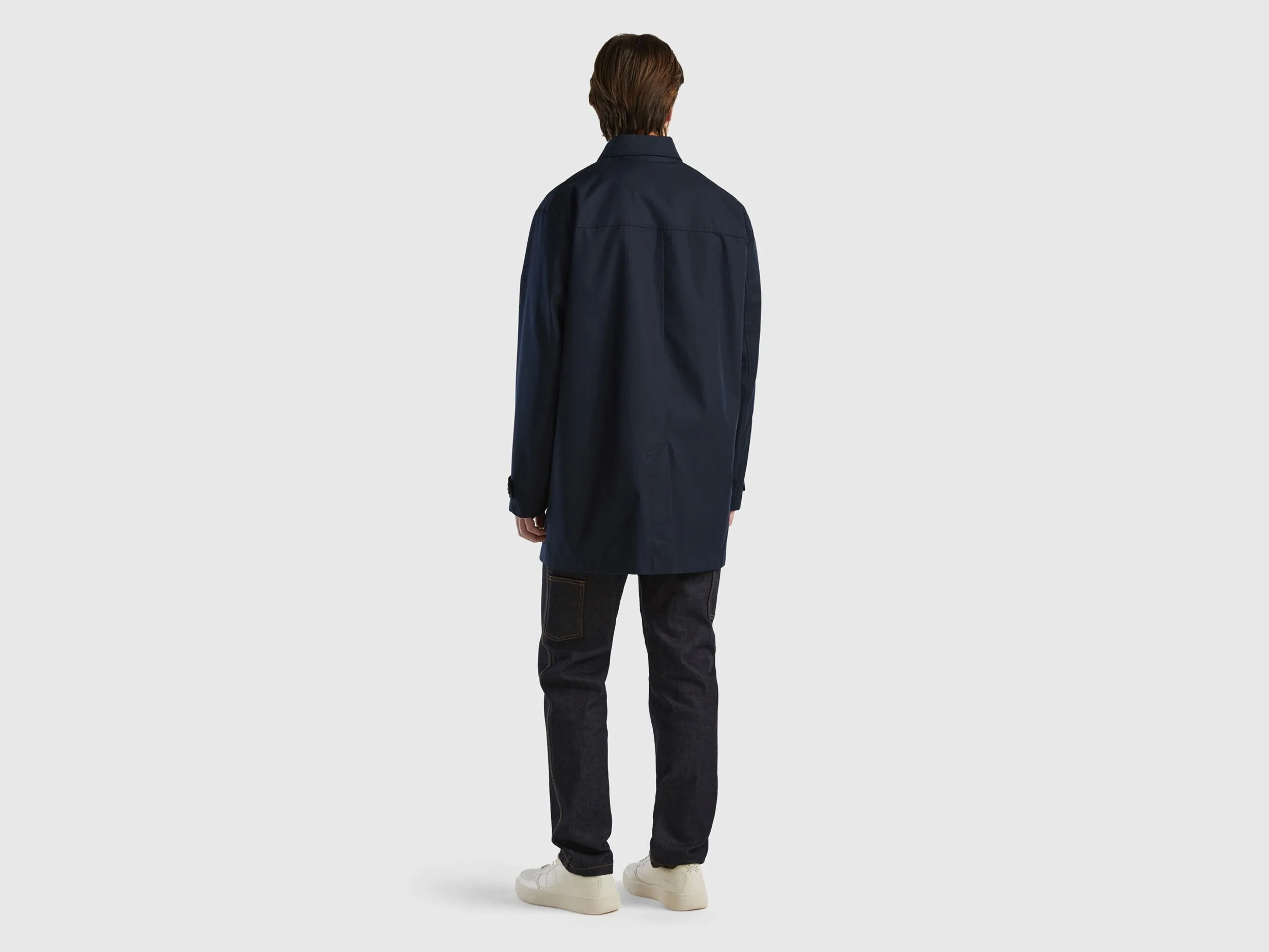 Single-breasted lined coat - Dark Blue | Benetton