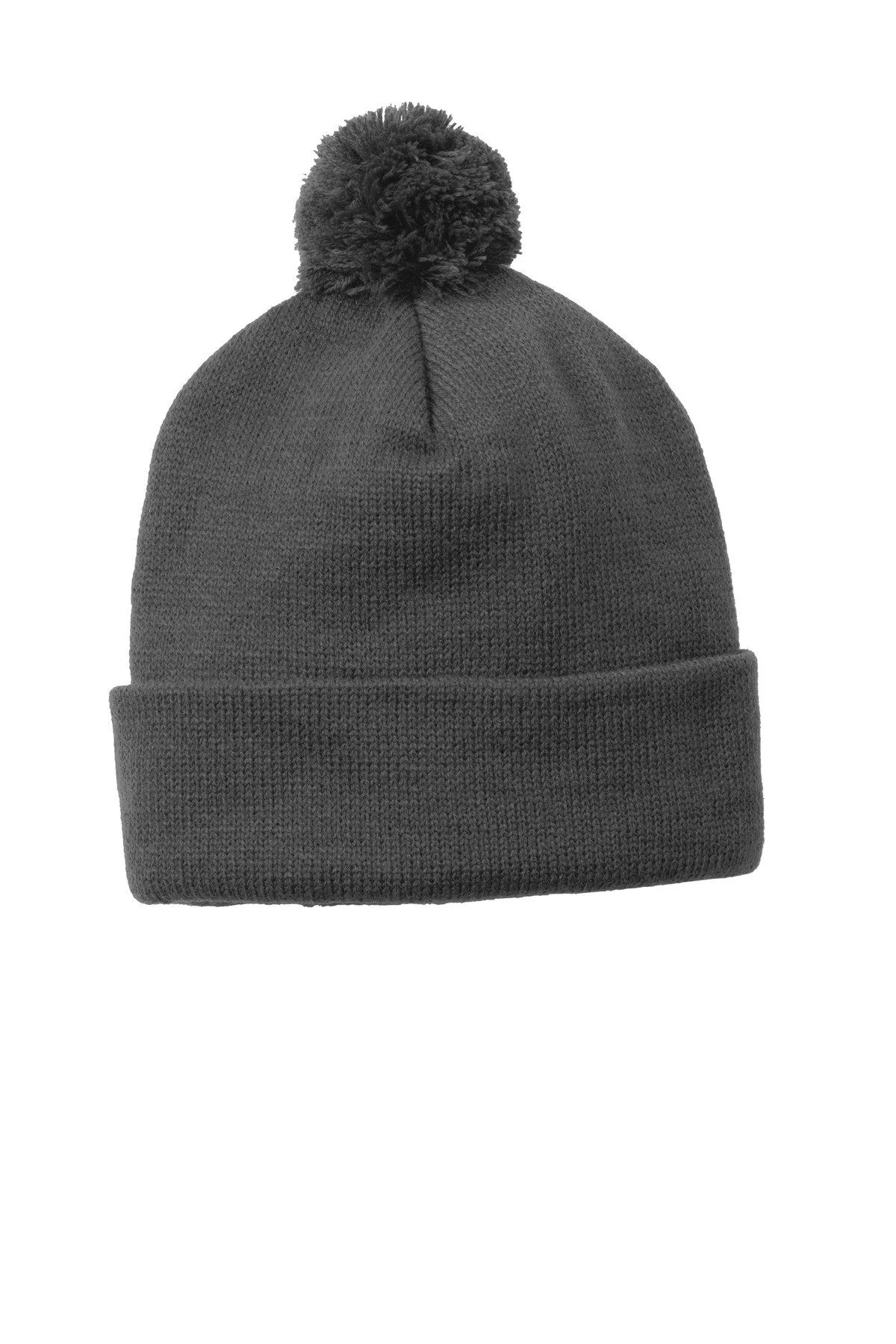 Sport-Tek Solid Pom Pom Beanie STC37 Iron Grey