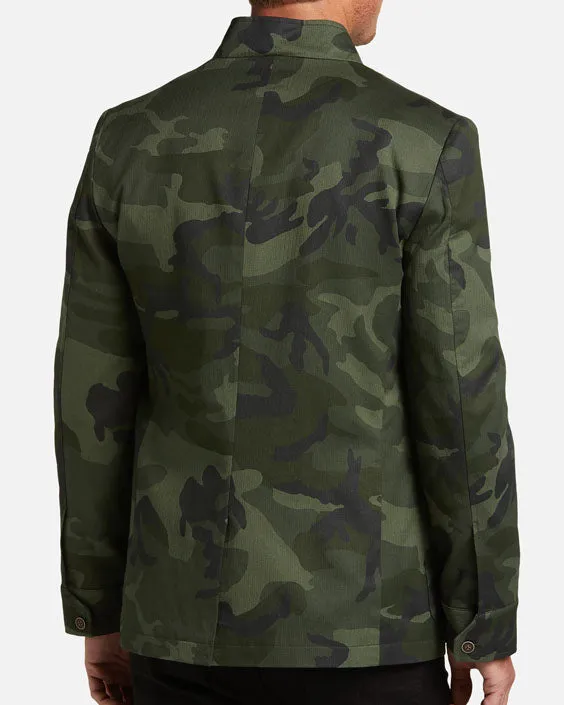 Stand Collar Four-Pocket Casual Camouflage Jacket