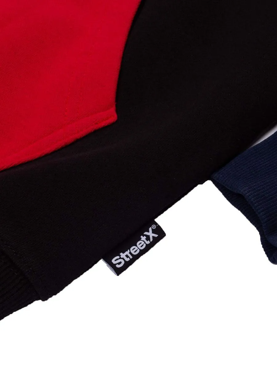 StreetX Contrast Panel Hoody - Black Red