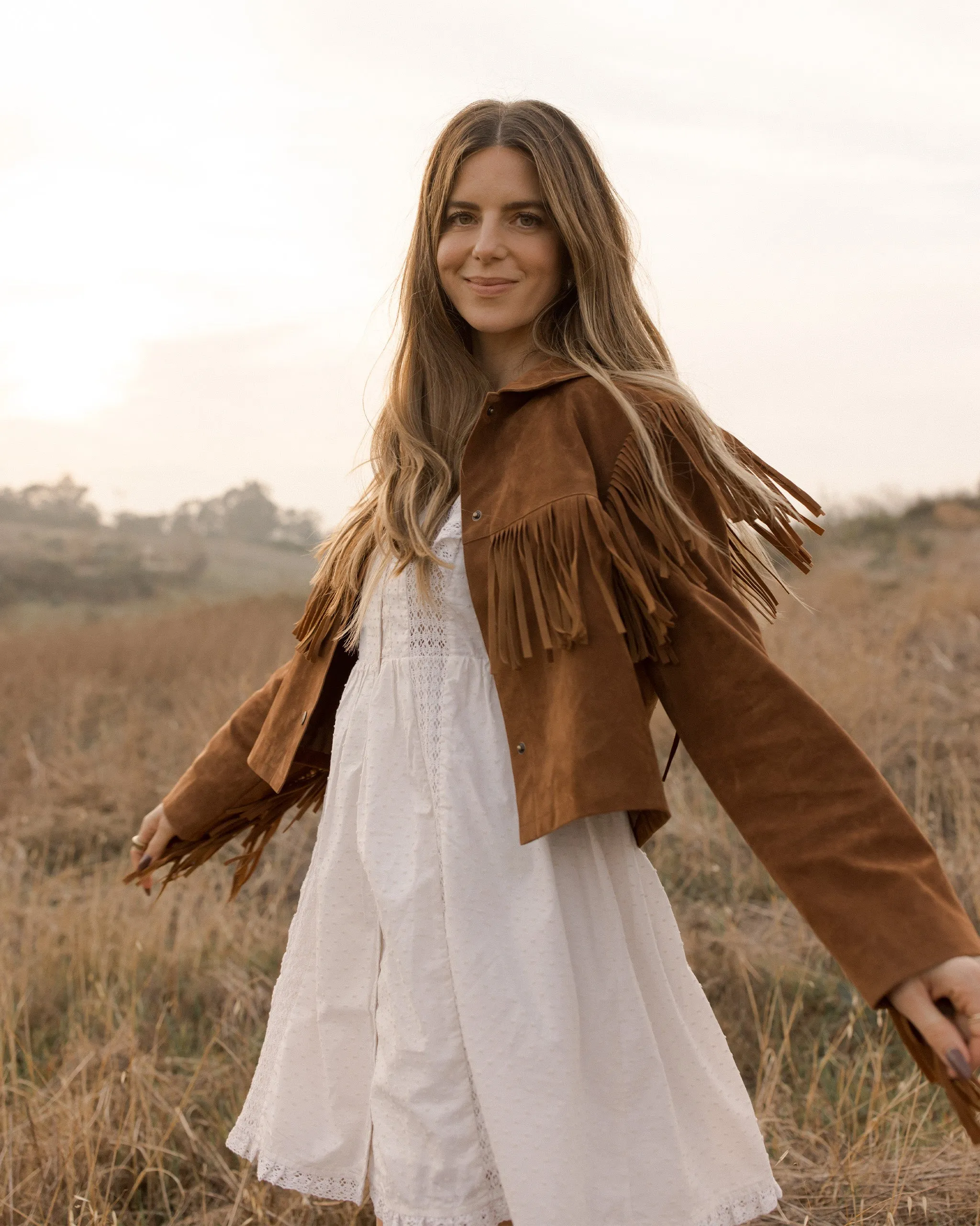 The Fringe Jacket by Rylee + Cru - Saddle