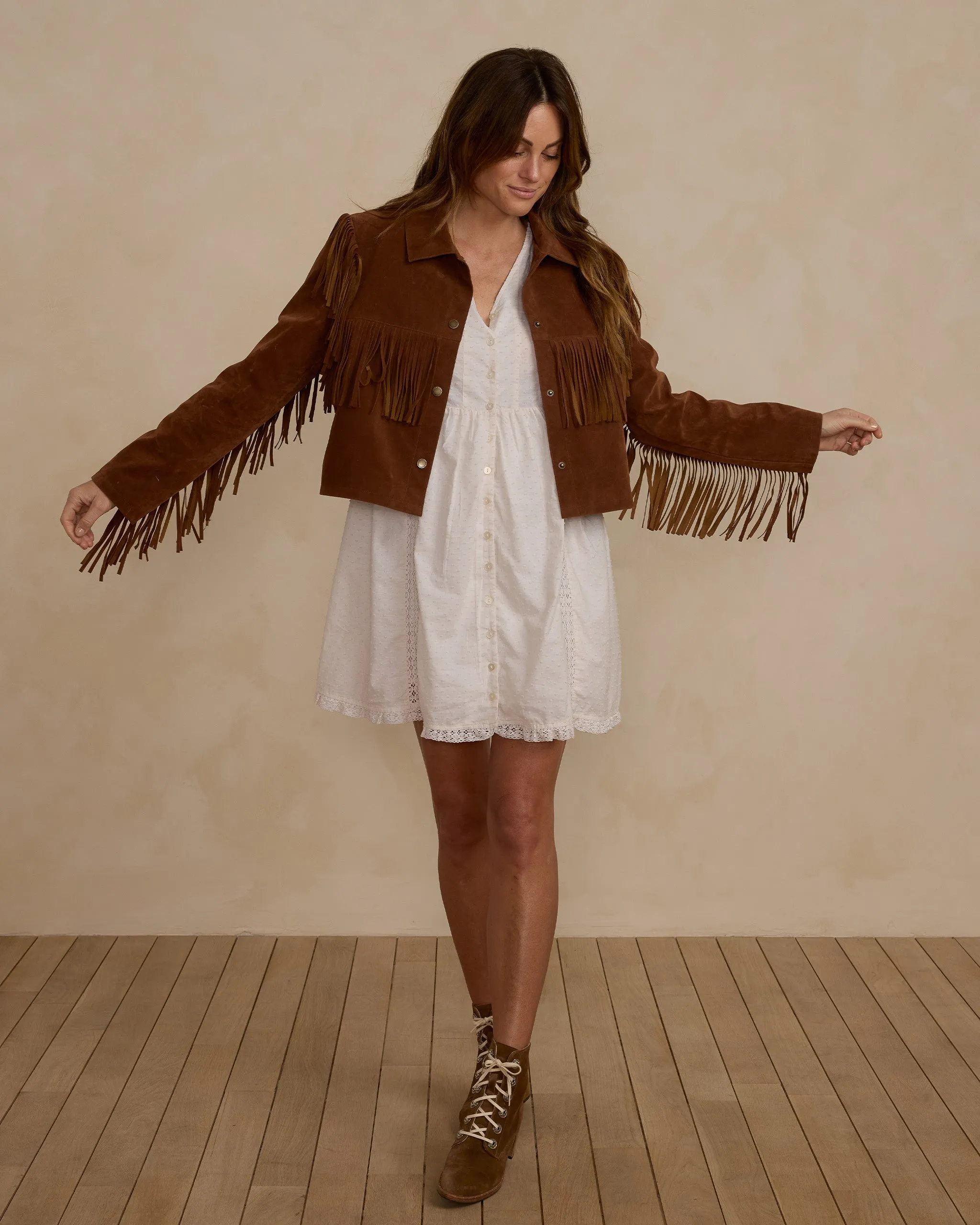 The Fringe Jacket by Rylee + Cru - Saddle