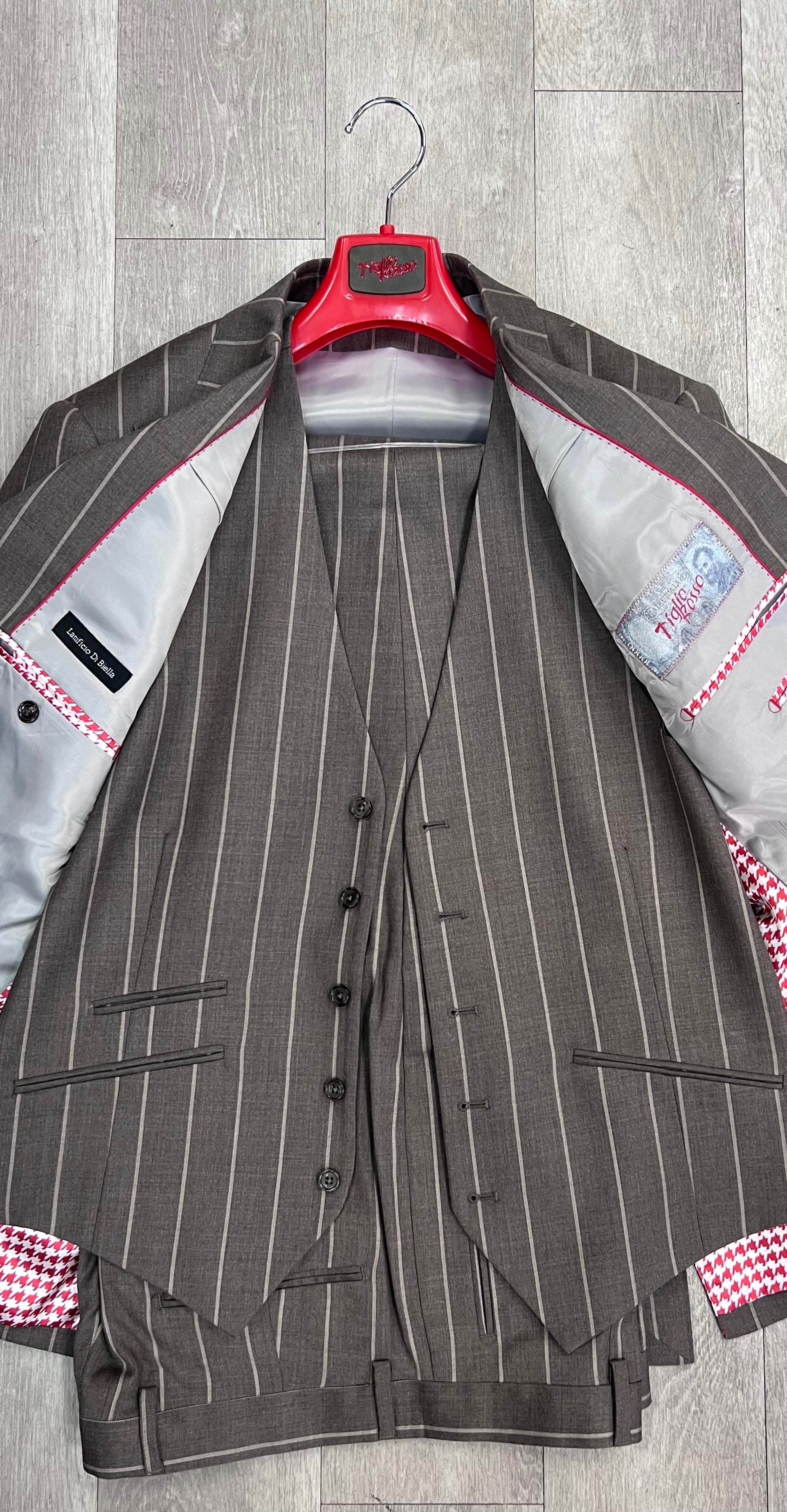 Tiglio Rosso Pecorello/Vest Taupe Pinstripe TL5063 (SIZE 48L ONLY)