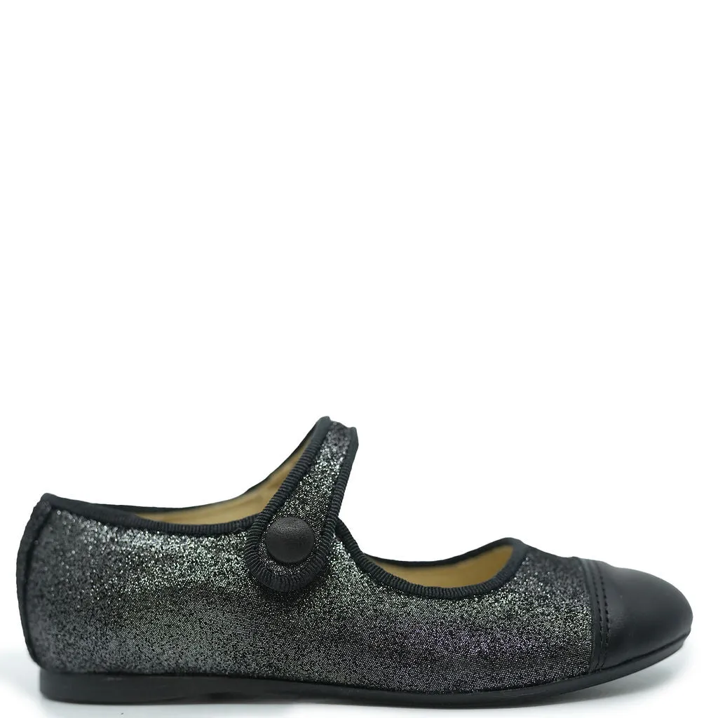 Tocoto Vintage Black Sparkly Captoe Mary Jane