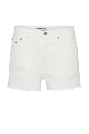 Tommy Hilfiger Women Denim Flag Logo Shorts White