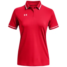 Under Armour Women's Red/White Team Tipped Polo