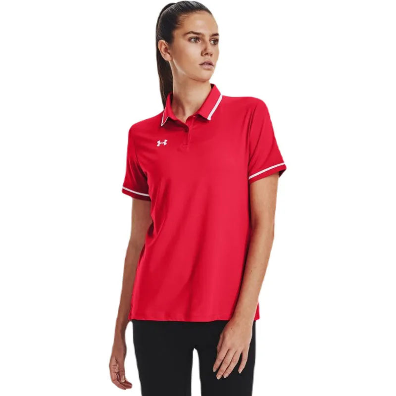 Under Armour Women's Red/White Team Tipped Polo