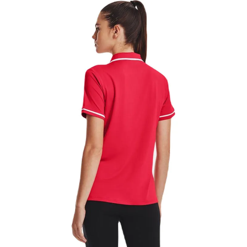 Under Armour Women's Red/White Team Tipped Polo