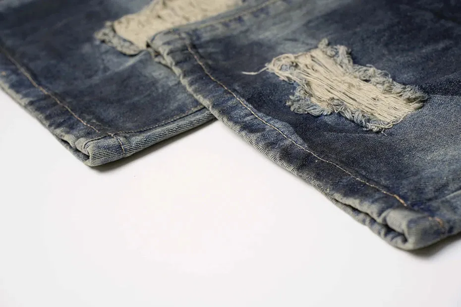 'Varnish' Painted and Torn Wide-Leg Denim Jeans