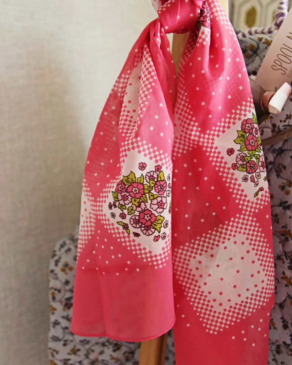 Vintage Pink Bloom Scarf